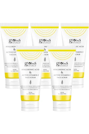 Globus Set Of 5 Hyaluronic Acid & Vitamin C Anti Ageing Face Scrub-100g Each