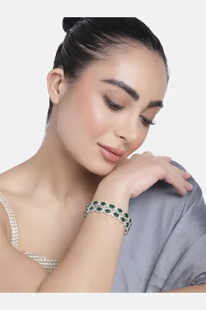ESTELE Women Set of 2 Rhodium-Plated Cubic Zirconia Bangles