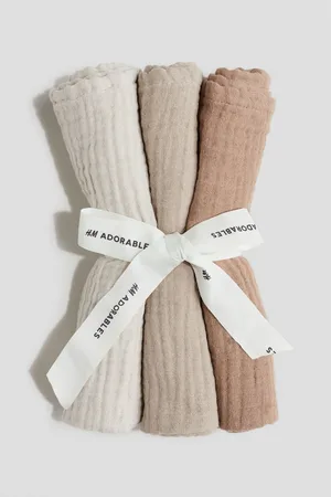 H&M Beige-Coloured 3-Pack Pure Cotton Small Muslin Cloths