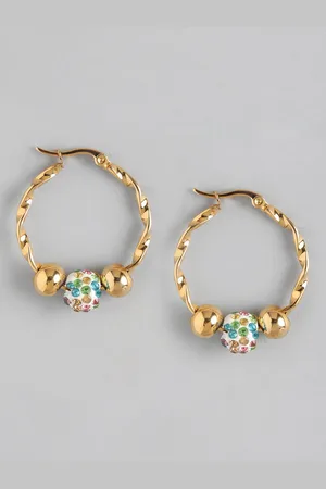 DressBerry Circular Beaded Hoop Earrings