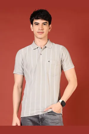 V-Mart Men Striped Polo Collar Pockets Slim Fit T-shirt