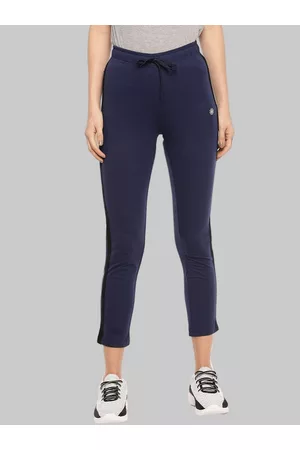 Dollar Missy Women Navy Blue Striped Cotton Dry fit Track Pants