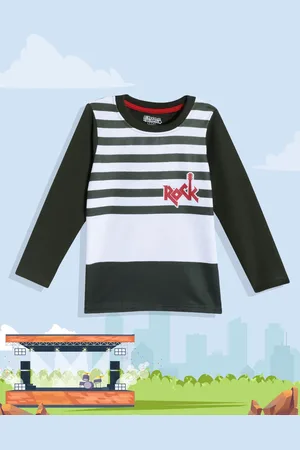 Eteenz Boys Olive Green Striped Sweatshirt