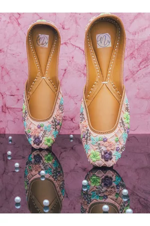 Nidhi Rathi Women Peach-Coloured Mojaris Flats