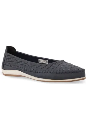 Bata Women Blue Ballerinas with Laser Cuts Flats