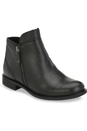 Delize Women Black Solid Mid-Top Flat Boots