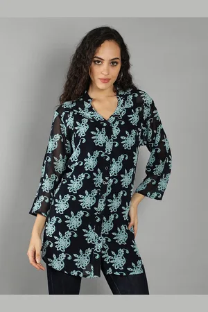 DEBONATELLA Women Navy Blue Comfort Floral Printed Casual Shirt