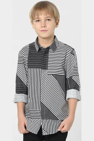 JACK & JONES Boys Black Slim Fit Printed Casual Shirt