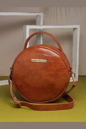 Bagsy Malone Maroon PU Structured Handheld Bag with Applique