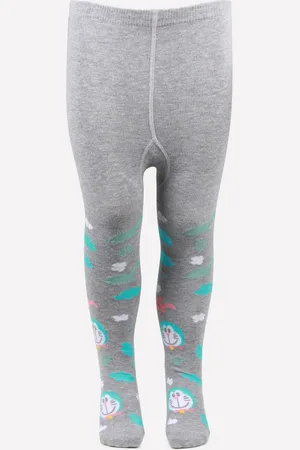 Bonjour Girls Grey Doraemon Printed Anti-Odour Tights