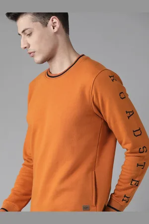 Roadster Men Rust Orange Solid Sweatshirt