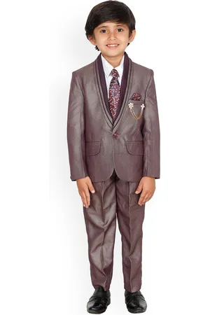 DKGF FASHION Boys Burgundy 4-Piece Party Suit