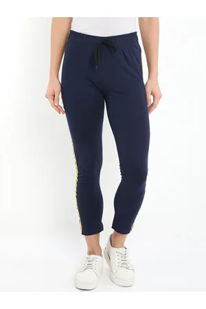 Fleximaa Women Navy Blue Solid Slim Fit Track Pants