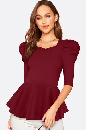 LONDON BELLY Women Maroon Peplum Top