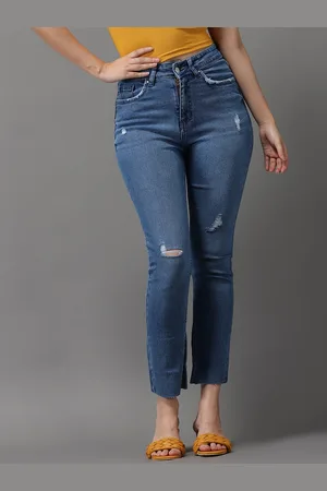 SHOWOFF Women Blue Jean Slim Fit High-Rise Mildly Distressed Light Fade Stretchable Jeans
