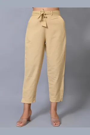 IQRAAR Women Beige Slim Fit Trousers