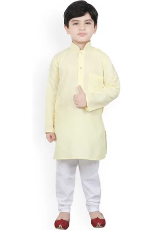 SG Boys Yellow Solid Kurta with Churidar