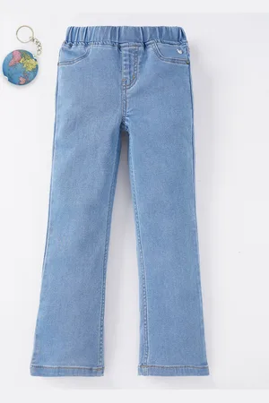Ed-a-Mamma Girls Blue Regular Fit Solid Cotton Jeggings
