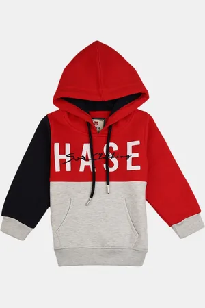 V-Mart Boys Red Typography Colourblocked Applique T-shirt