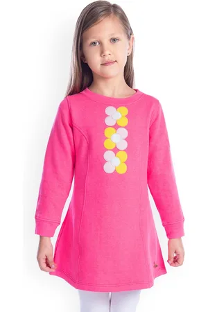 Cherry Crumble Girls Pink Printed A-Line Dress