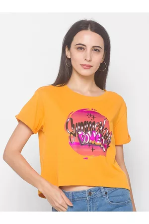 Globus Women Yellow Printed T-shirt