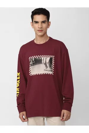 Forever 21 Men Maroon Typography Printed Cotton T-shirt