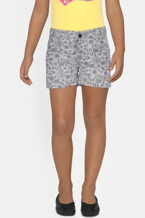 METRO KIDS COMPANY Girls Navy Blue & Grey Printed Regular Fit Regular Shorts