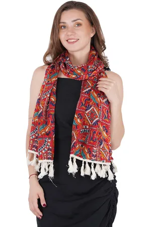 STYLE SHOES Women Maroon & Blue Printed Stole
