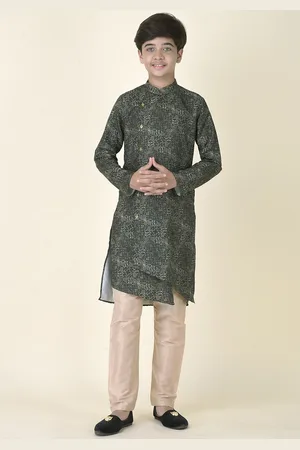 TABARD Boys Green Geometric Printed Kurta