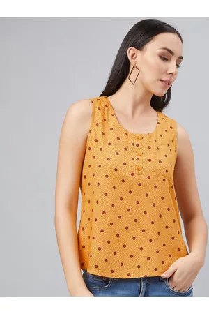 Rare Fashion Women Yellow Printed Top