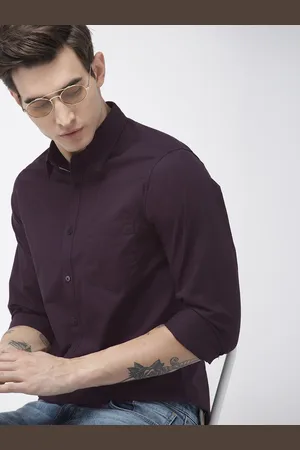 HARVARD Men Purple Regular Fit Solid Sustainable Casual Shirt