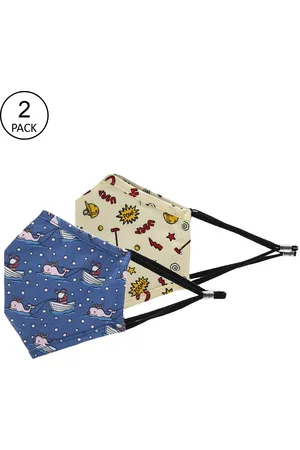 EL REGALO Kids Pack Of 2 Printed Cotton 3-Ply Reusable Cloth Masks