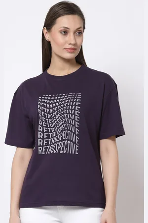 Club York Women Purple Typography Printed T-shirt