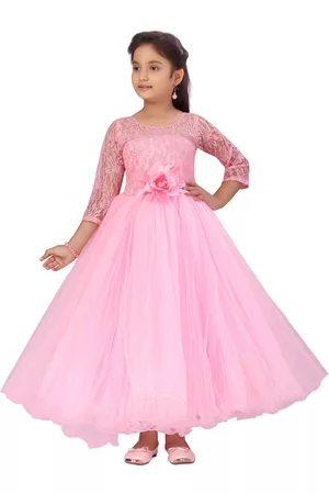Aarika Girls Pink Net Maxi Dress