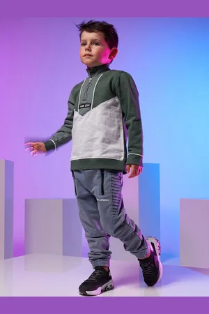Angel & Rocket Boys Grey Solid Cotton Jogger