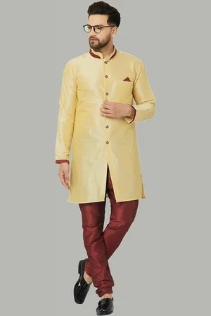 Kaifoo Men Gold-Toned Thread Work Pathani Kurta