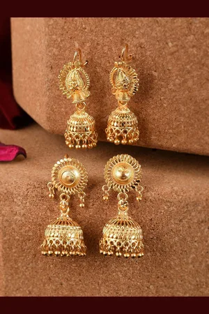 Silvermerc Designs Gold-Toned Dome Shaped Jhumkas Earrings