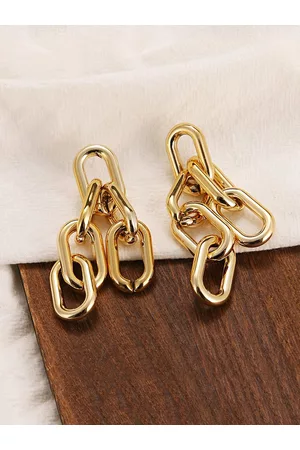 Yellow Chimes Woman Gold plated Chain-Link Dangler Earrings