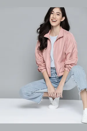 Mast & Harbour Women Pink Solid Bomber Jacket