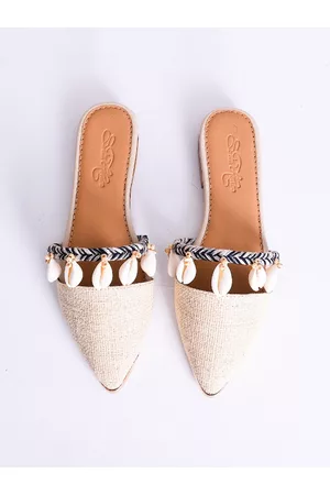 Sole House Women Multicoloured Textured Mules with Tassels Flats