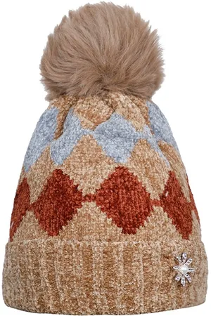 Loom Legacy Women Gold-Toned & Blue Acrylic Wool Beanie