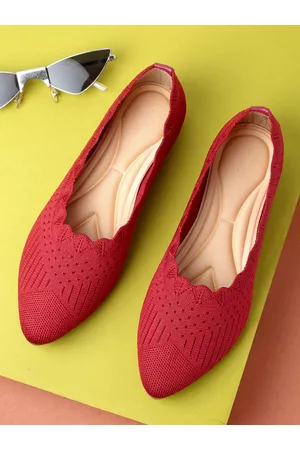 DEAS Women Red Woven Design Ballerinas