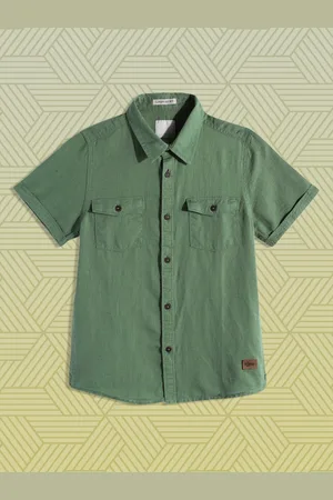 Roadster Boys Green Linen Casual Shirt