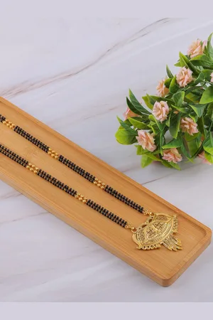 Brandsoon Gold-Plated Black Beaded Mangalsutra