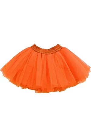 A.T.U.N. Girls Orange Solid Flared Mini Skirt