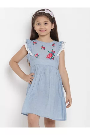 Bhama Blue Floral Embroidered Dress