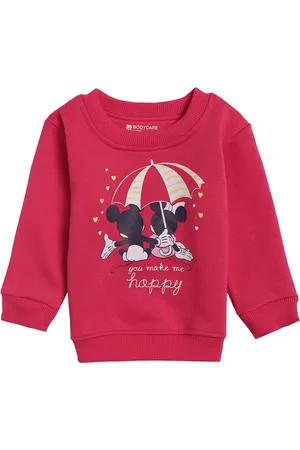 BodyCare Girls Fuchsia Pink Mickey & Minnie Printed Sweatshirt