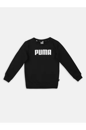 PUMA Boys Black Cotton ESS Crew FL Cotton Regular Fit SweatShirt