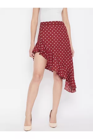 Berrylush Women Red & White Printed Above Knee-Length A-Line Skirt