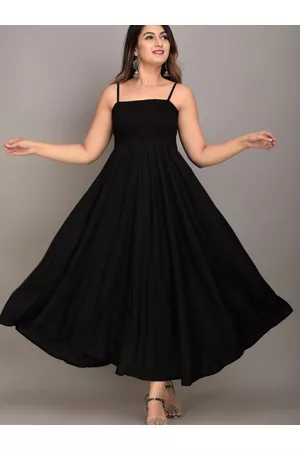 IQRAAR Women Black Solid Fit & Flare Dress